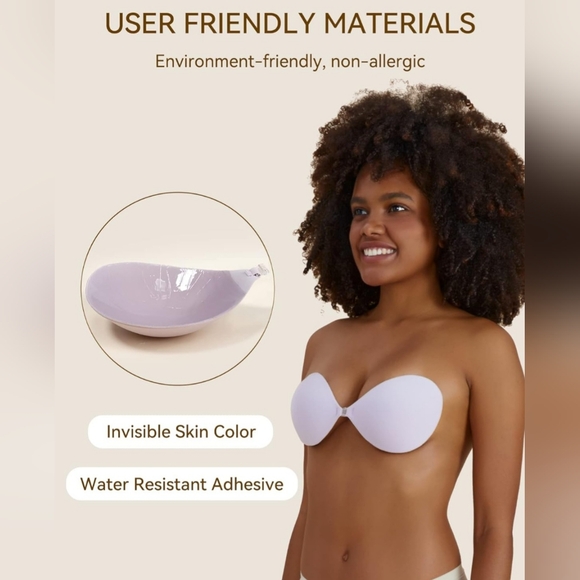 Niidor Adhesive Bra Strapless Sticky Invisible Push up Silicone Bra for Backless - Picture 3 of 7